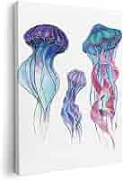 【完売】クラゲの絵 220mm×160mmのキャンバスパネル Amazon.co.jp: アートパネル 絵 絵画 飾り igsticker